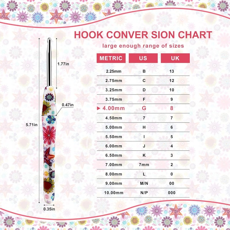 LOOEN 4mm Crochet Hook, Ergonomic Handle for Arthritic Hands, Soft Rubber Grip Extra Long Knitting Needles for Beginners and Knitting Crocheting Yarn (4mm) - Image 2